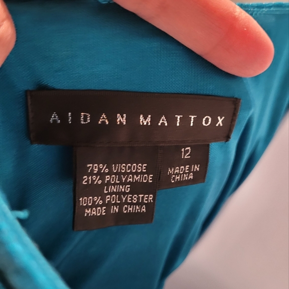 Aidan Mattox aqua blue stappy shimmery dress. - Picture 2 of 11